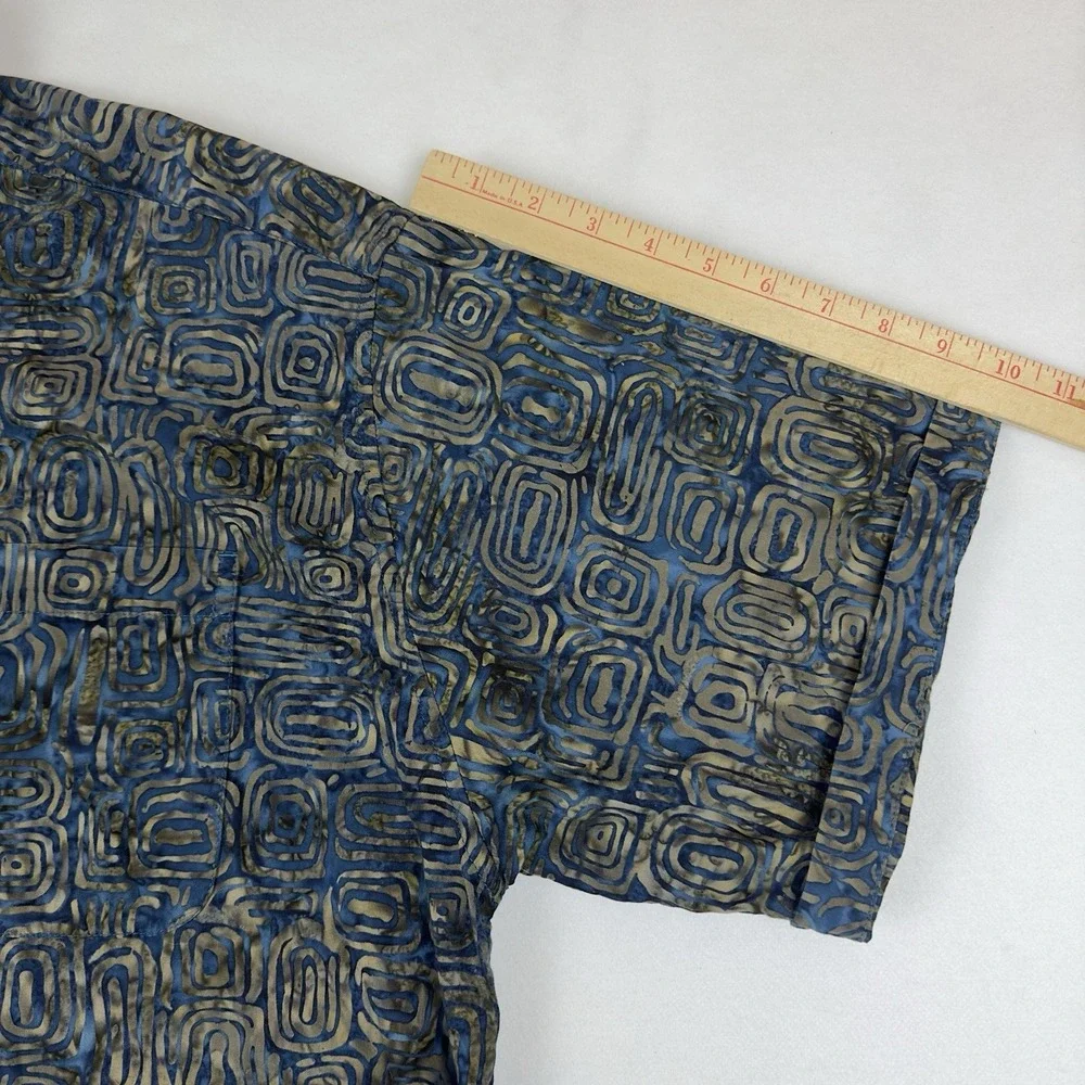 Men's JOHARI WEST Shirt  Abstract 100% Cotton Button Front XL Short Sleeves - Picture 6 of 10